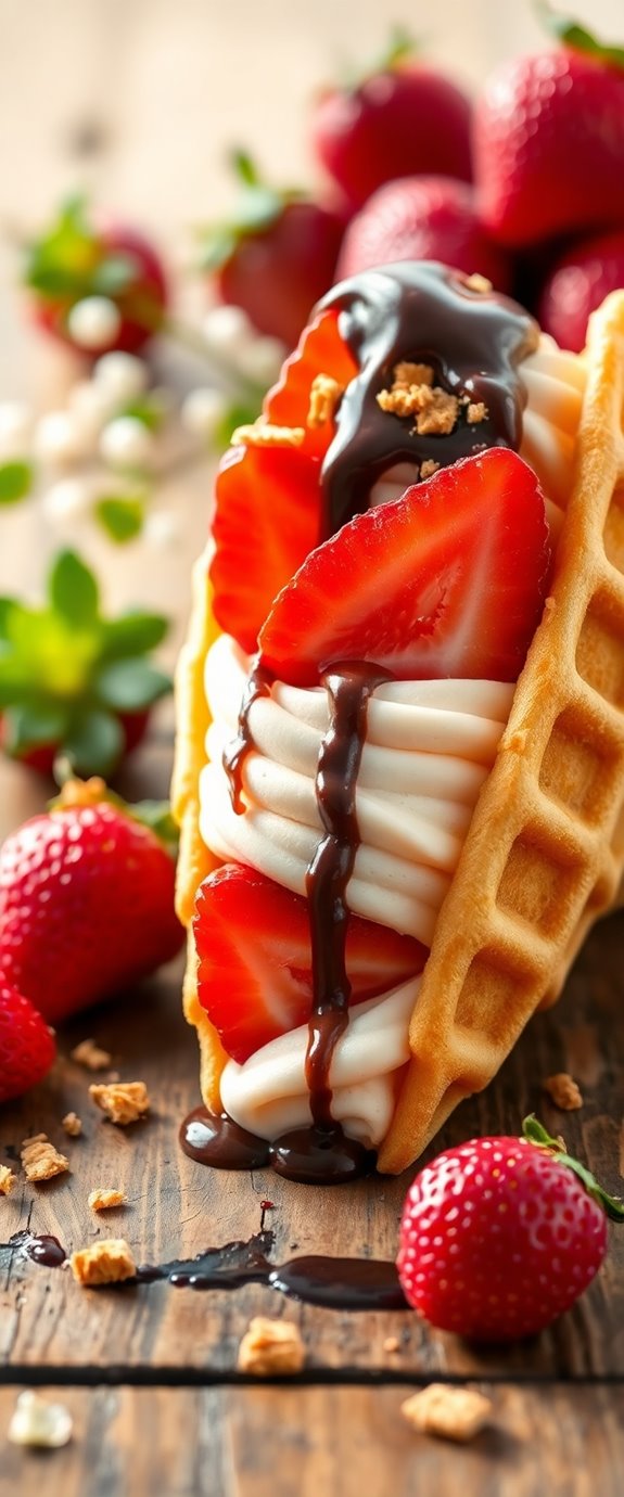 strawberry cheesecake waffle cone