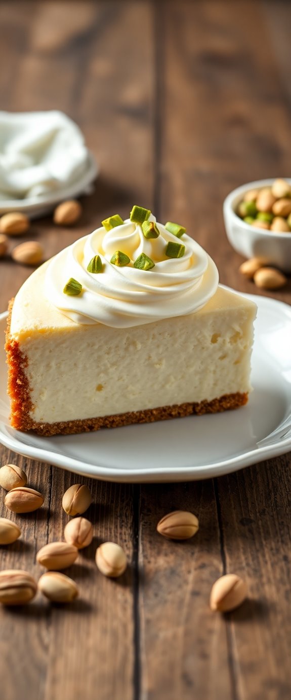 decadent cheesecake with pistachios