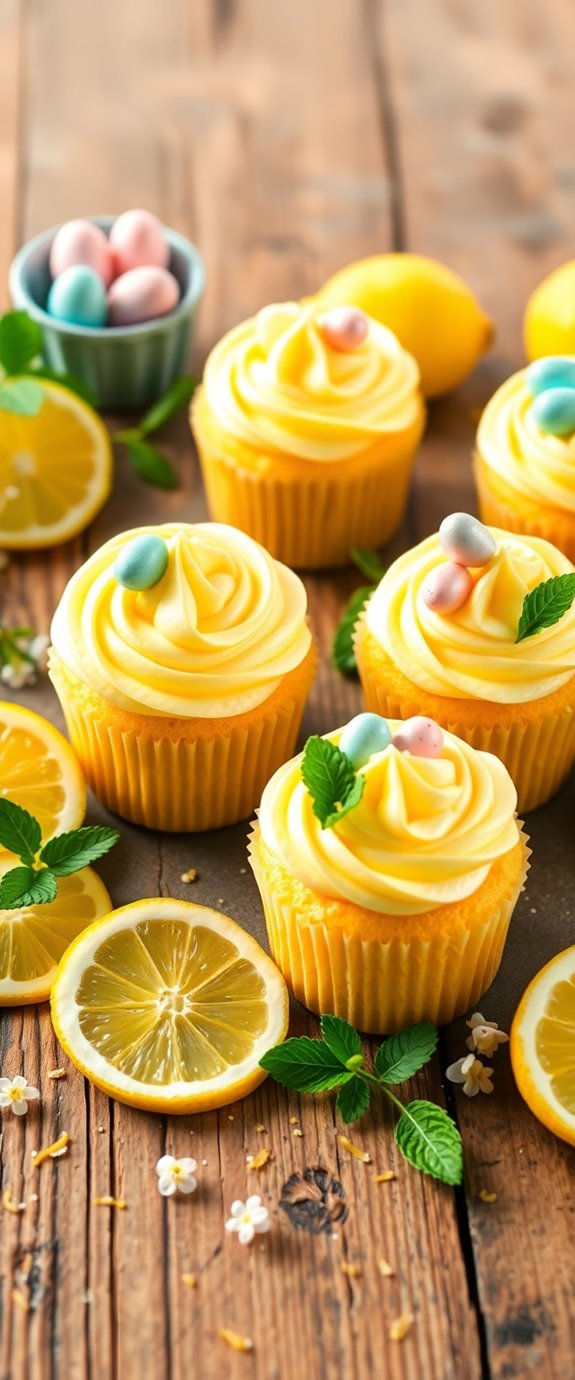 easter themed lemon flavored cupcakes