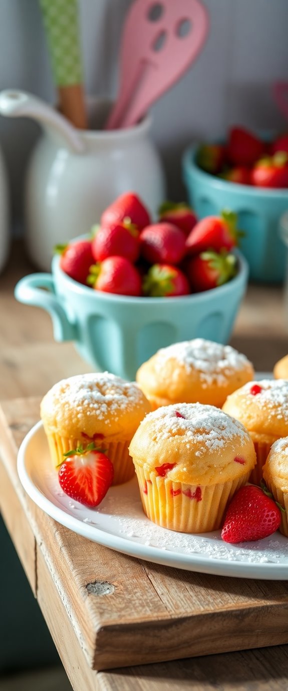 mini cupcakes with strawberries