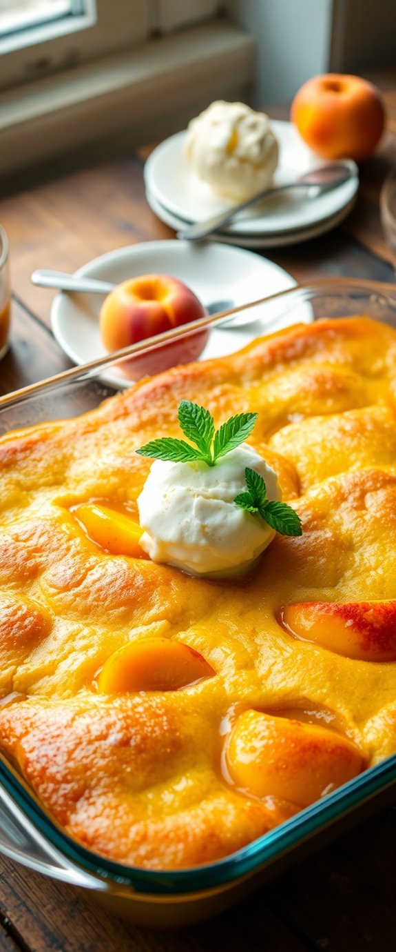 peach cobbler with yellow cake