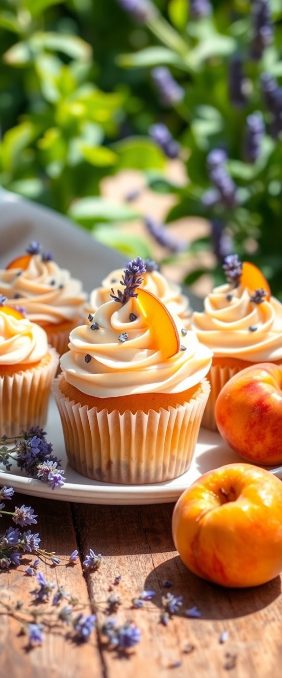 peach lavender flavored cupcakes