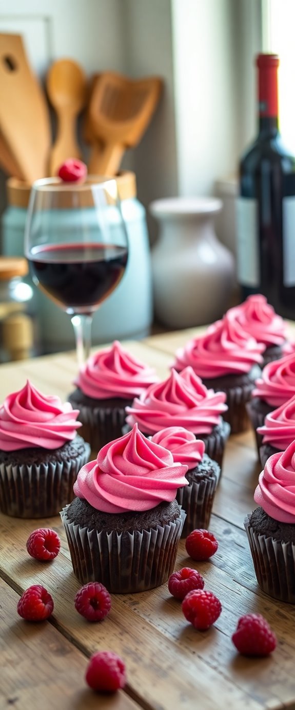 raspberry infused merlot cupcakes