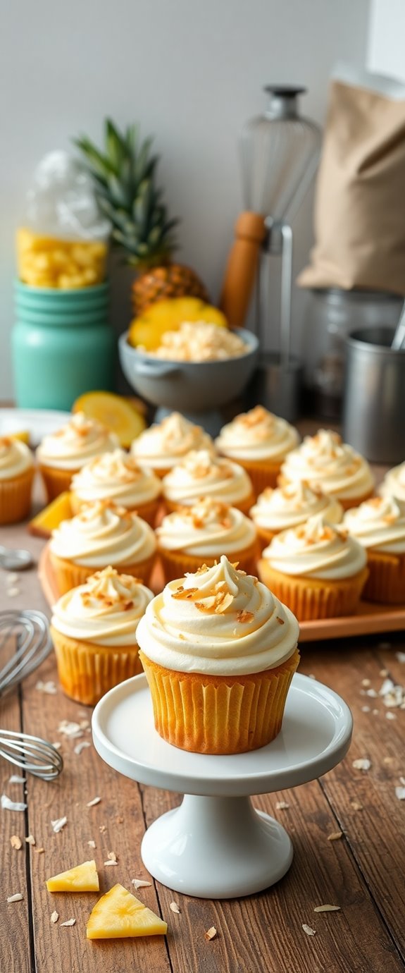 vegan pineapple coconut cupcakes